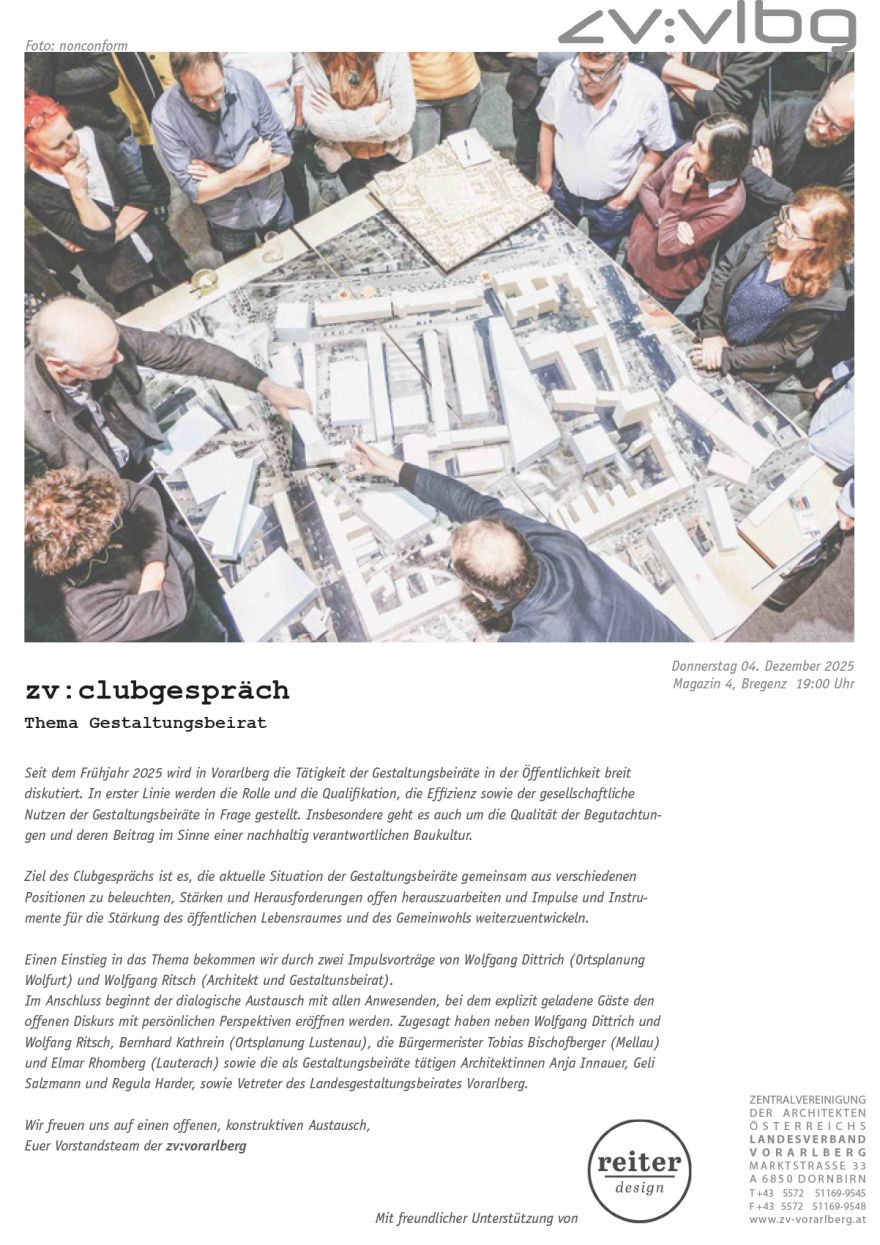 zv:clubgespräch - Thema Gestaltungsbeirat